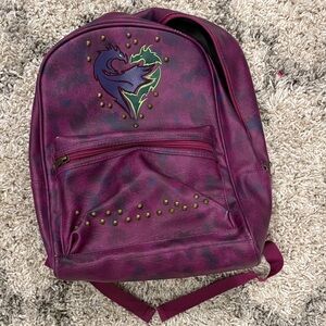 Disney Store Descendants Mal Dragon Heart Backpack Purple Studded Faux Leather
